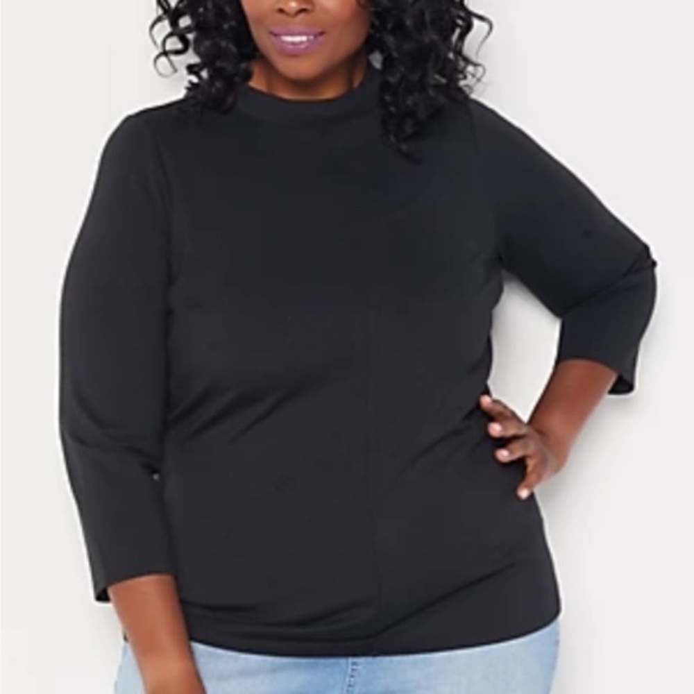 GIRL with CURVES a woman’s long sleeve black shirt size LG - made in Italy